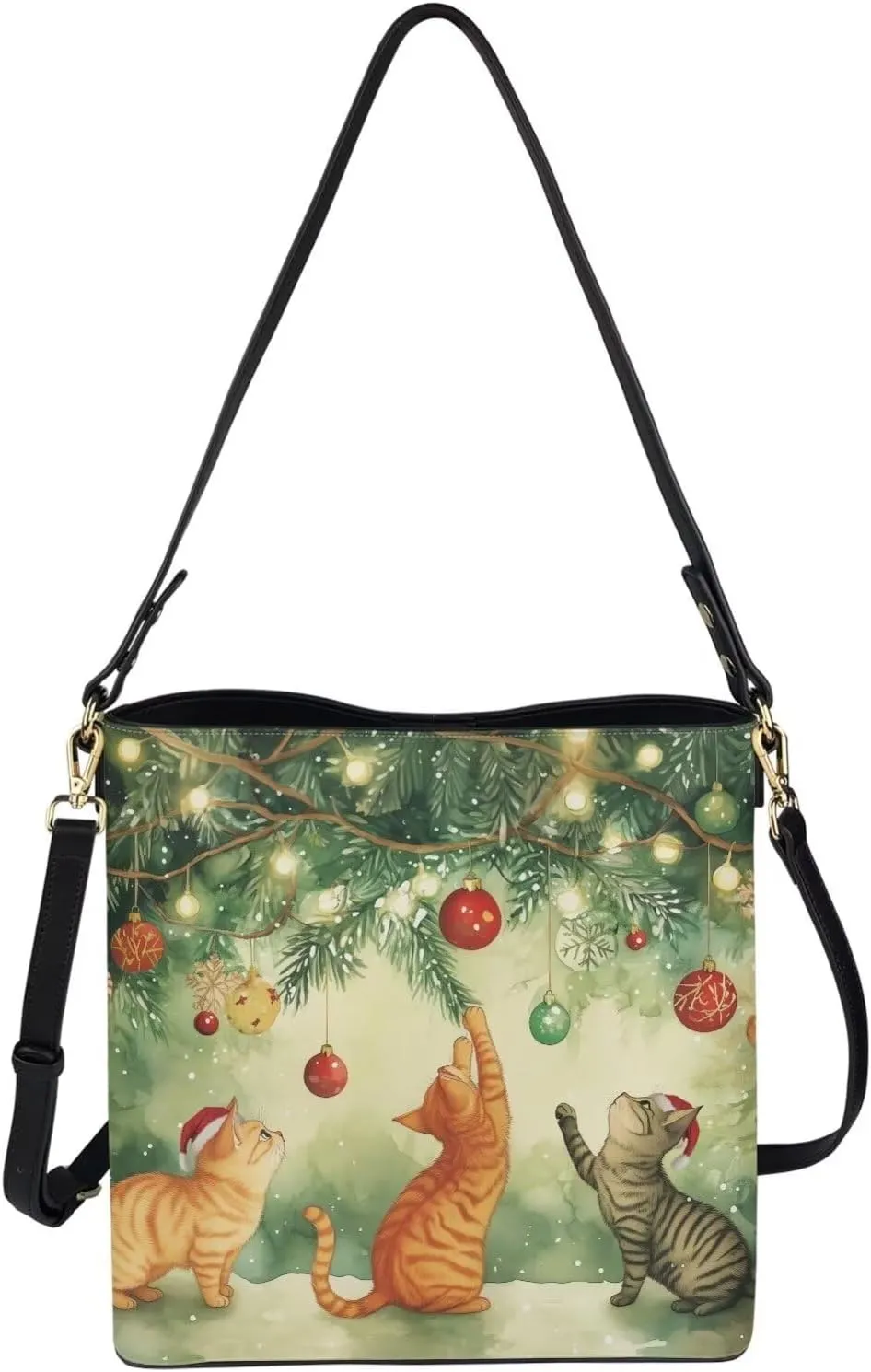 FOR U DESIGNS Faux Leather Bucket Bag Crossbody Bags for Women Shoulder Handbags with Adjustable Strap