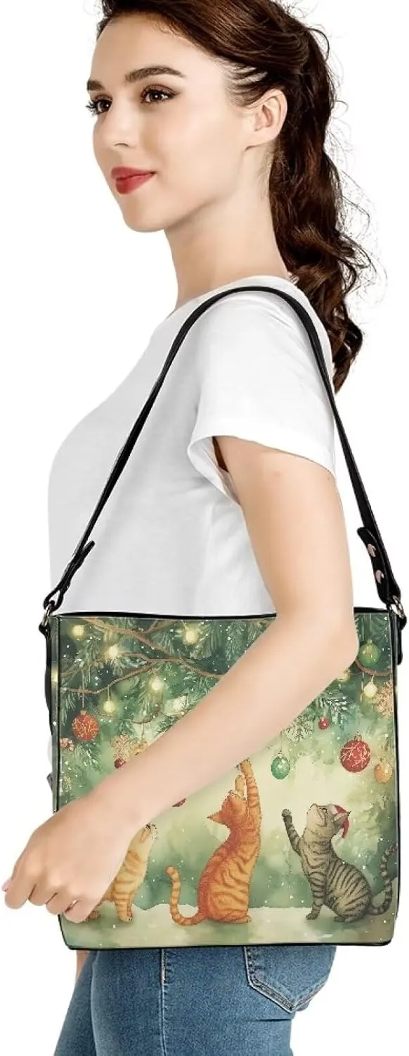 FOR U DESIGNS Faux Leather Bucket Bag Crossbody Bags for Women Shoulder Handbags with Adjustable Strap
