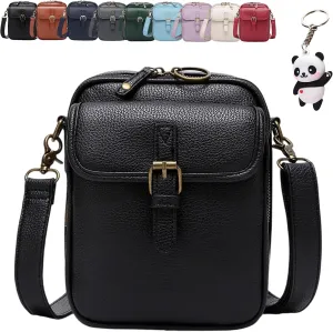 Forcipower Crossbody Leather Bag, Forcipower Large Capacity Anti-Theft Vintage Bag with 10 Card Slots