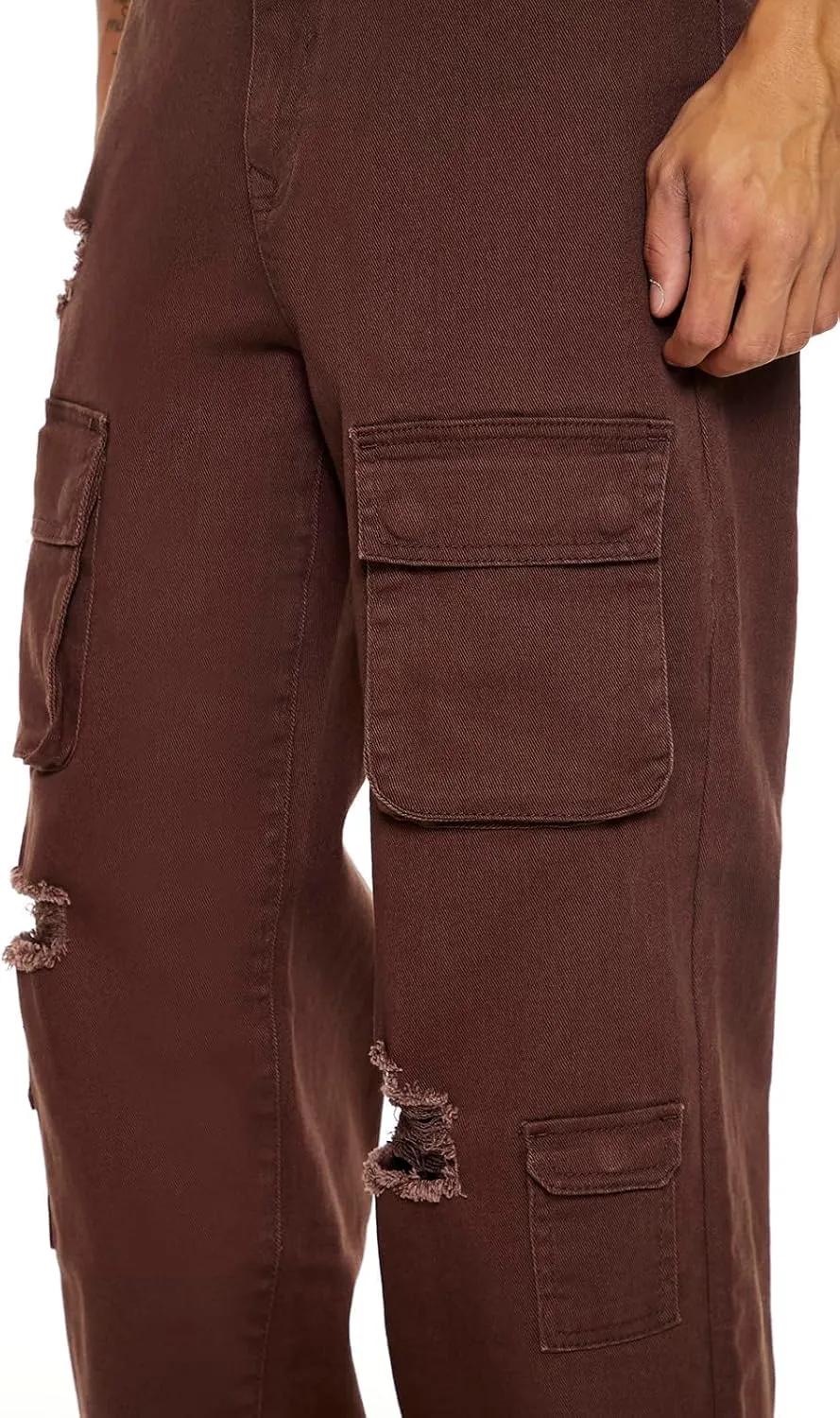 Forever 21 Men's Distressed Mid-Rise Cargo Jeans