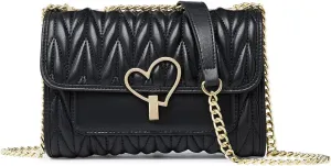 FOXLOVER Quilted Crossbody Bags for Women Faux Leather Trendy Purses Shoulder Bag with Chain