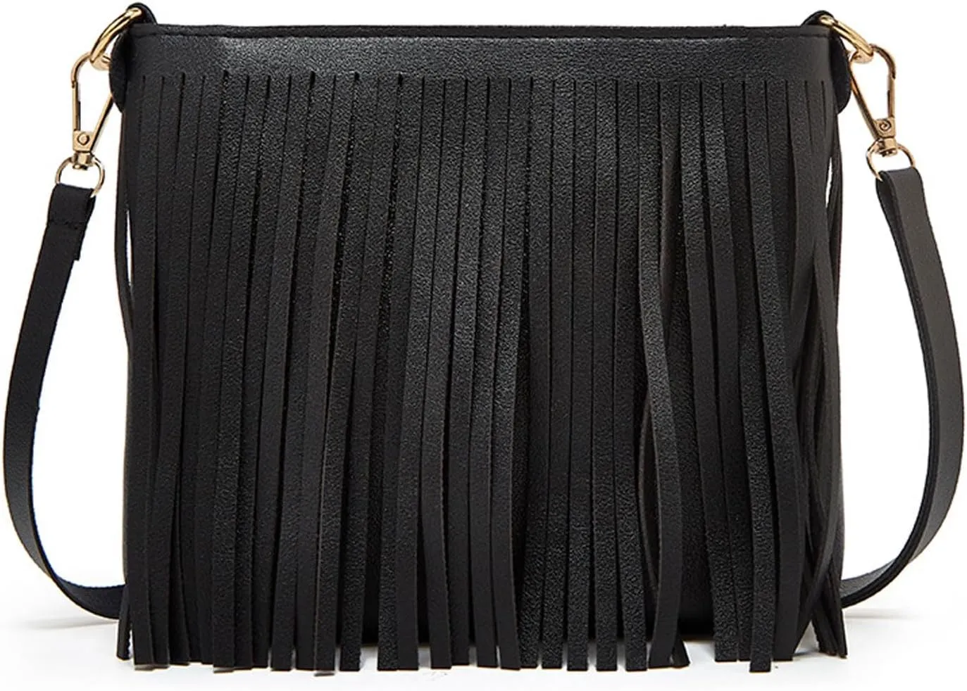 Fringe Crossbody Shoulder Bag Faux Leather Messenger Purse Western Cowgirl Tassel Handbags for Women, Black