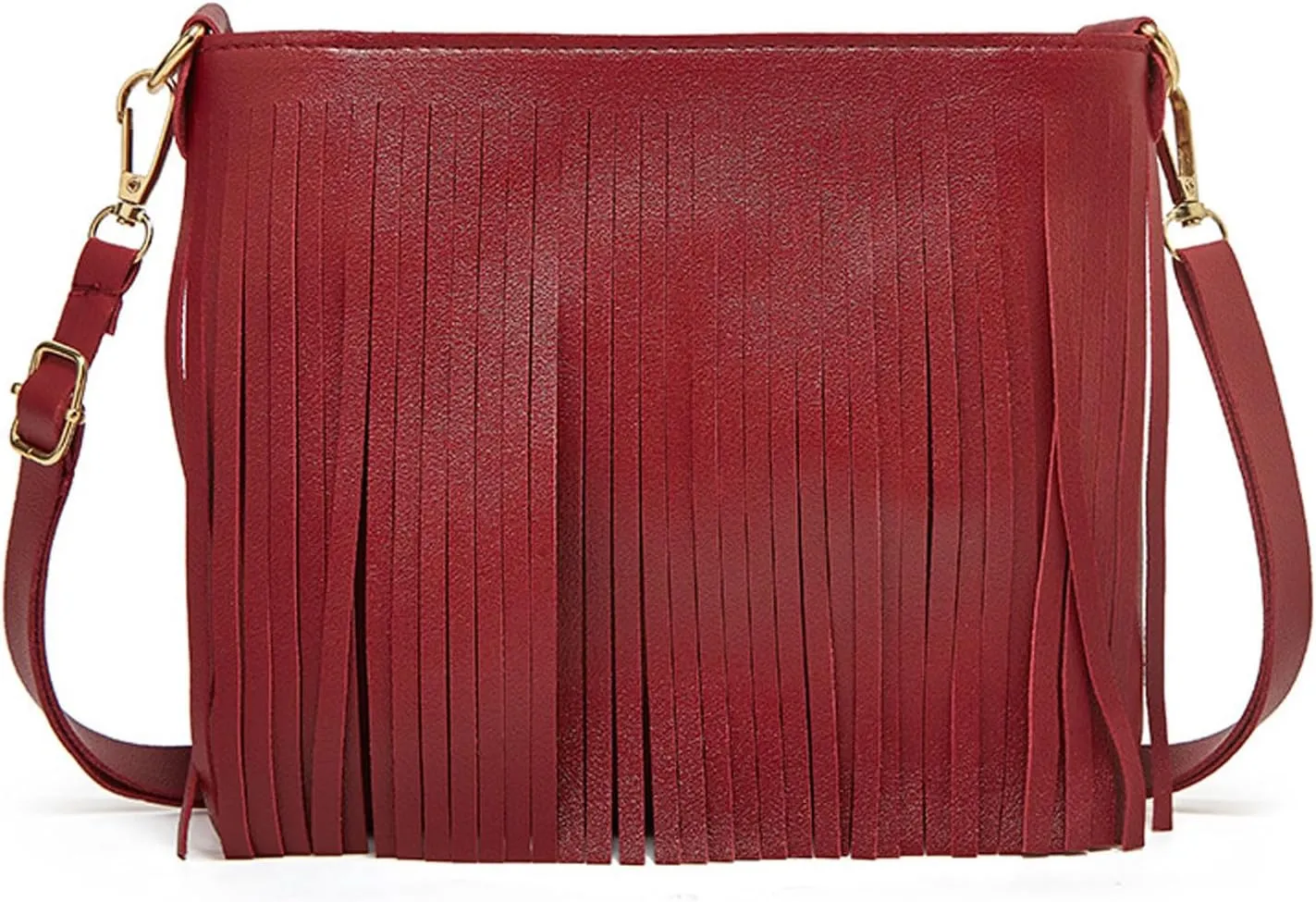Fringe Crossbody Shoulder Bag Faux Leather Messenger Purse Western Cowgirl Tassel Handbags for Women, Wine