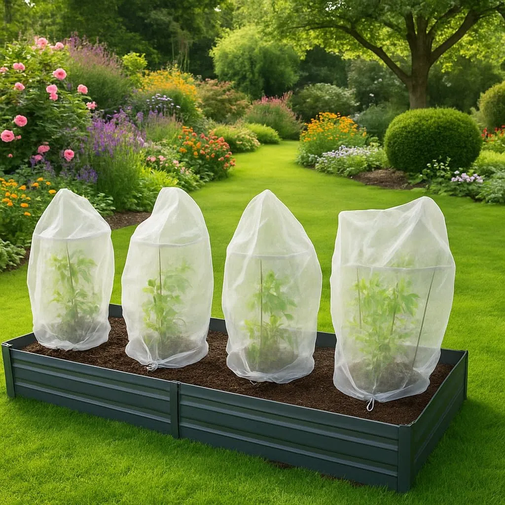 Fruit Tree Protection Bags 2.5x3.5 FT in 4 Pack | Multiple Size Garden Netting for Fruit & Vegetable Protection | White Plant Net Cover for Blueberry & Tomato | Bird & Insect Mesh Fabric Protector