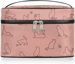 Funny Cat Makeup Bag, Cute Animal Travel Cosmetic Bag for Women Girls Large Capacity Make Up Case Cosmetic Organizer Toiletry Bag Zipper Pouch