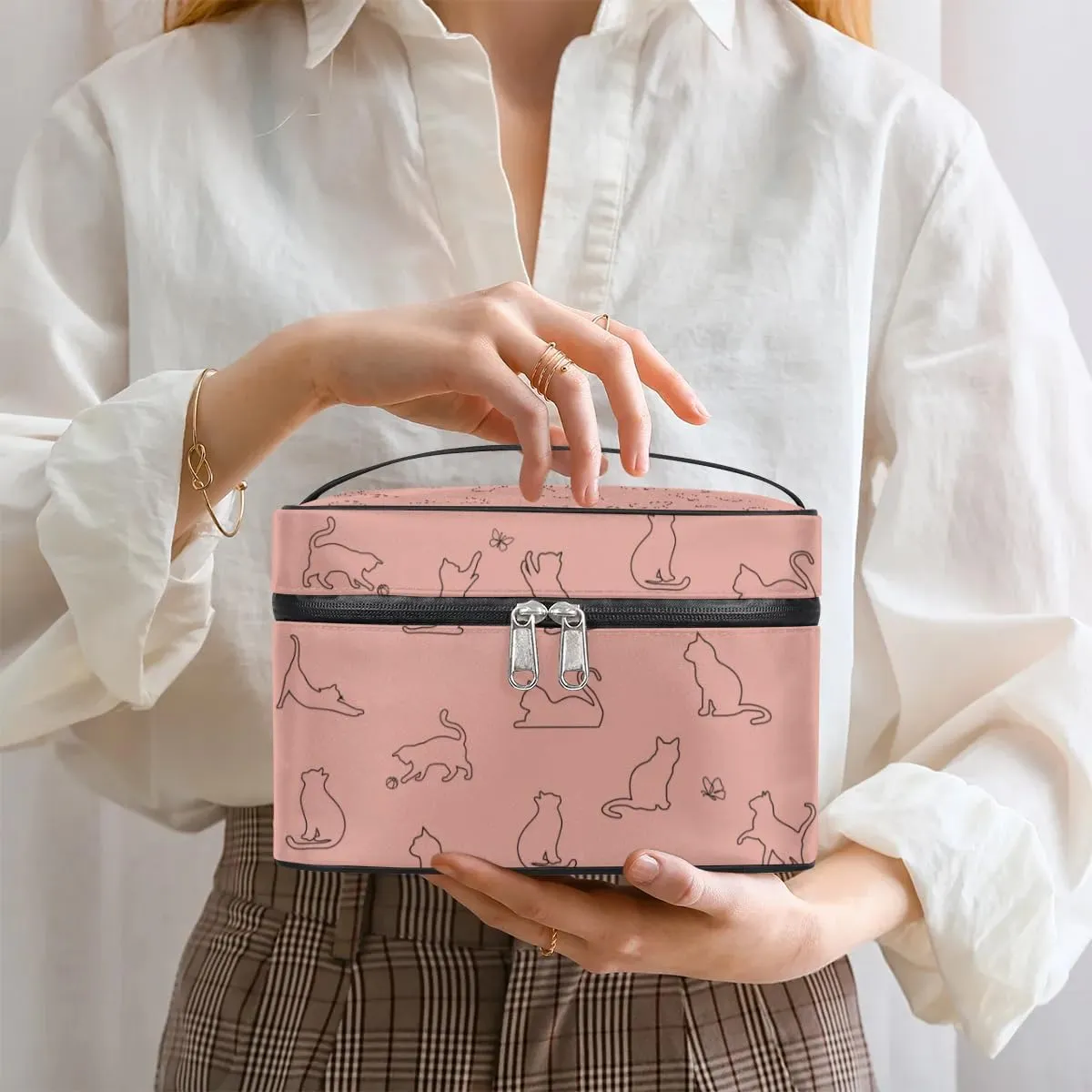 Funny Cat Makeup Bag, Cute Animal Travel Cosmetic Bag for Women Girls Large Capacity Make Up Case Cosmetic Organizer Toiletry Bag Zipper Pouch