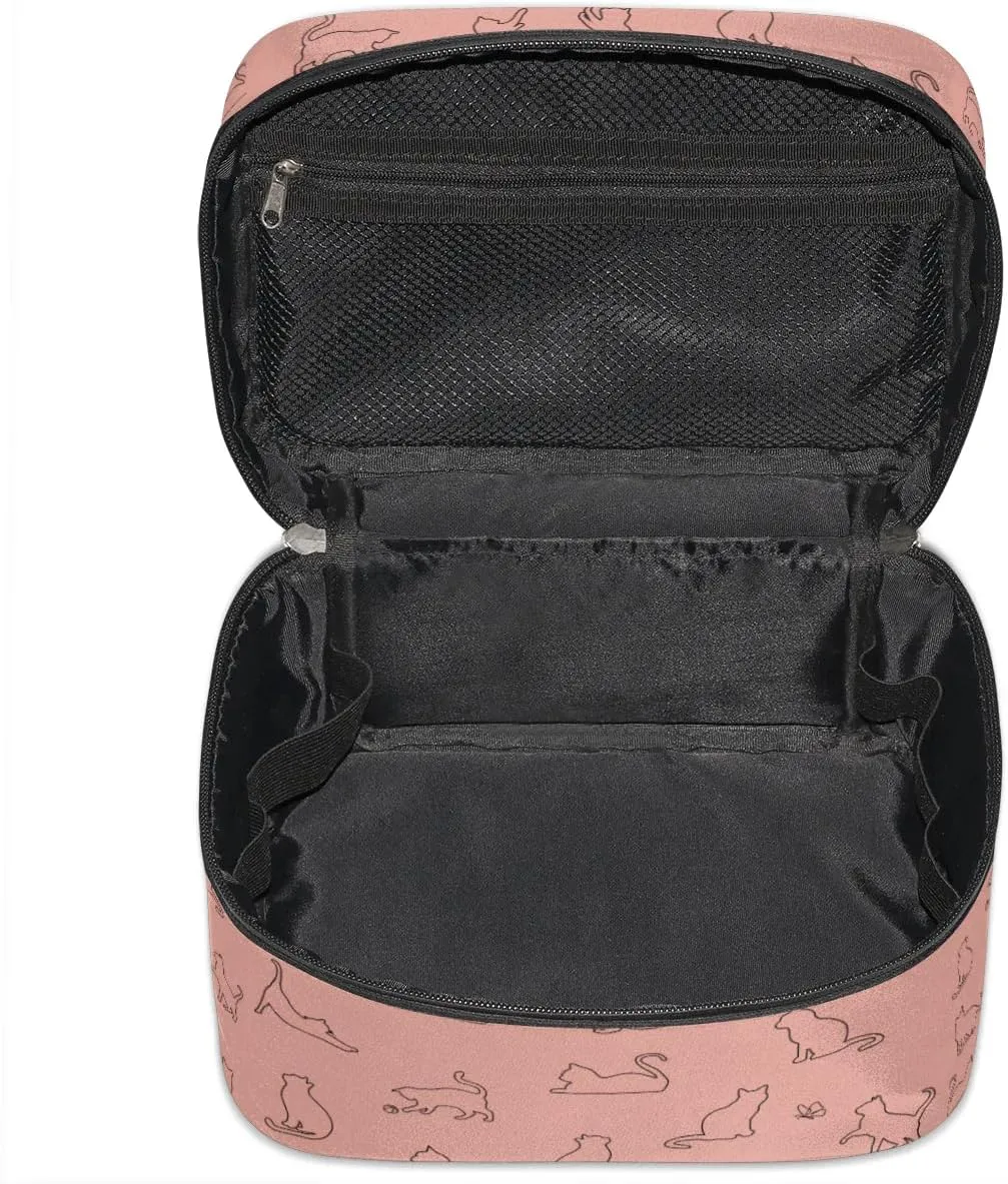 Funny Cat Makeup Bag, Cute Animal Travel Cosmetic Bag for Women Girls Large Capacity Make Up Case Cosmetic Organizer Toiletry Bag Zipper Pouch
