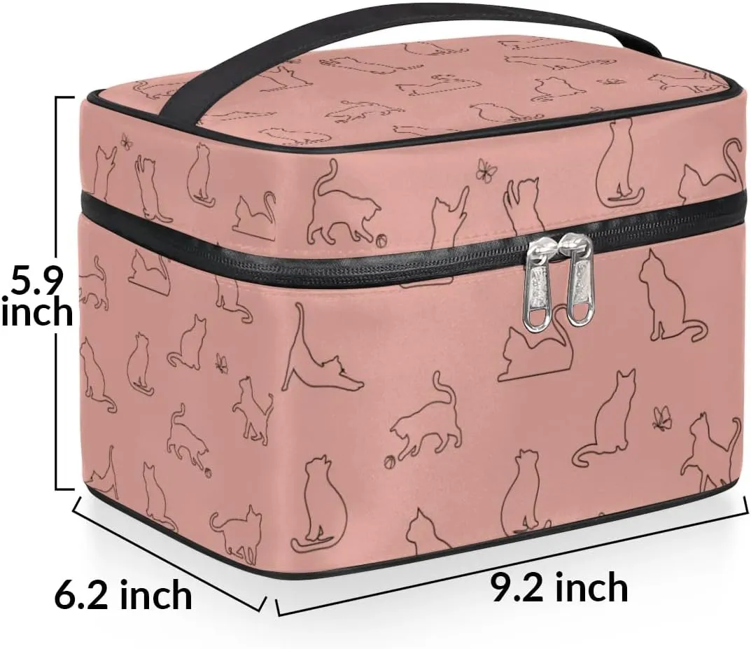 Funny Cat Makeup Bag, Cute Animal Travel Cosmetic Bag for Women Girls Large Capacity Make Up Case Cosmetic Organizer Toiletry Bag Zipper Pouch
