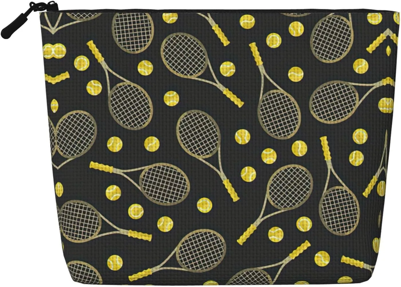 Funny Tennis Racquets and Tennis Balls Print Work Bag Essentials Single-layer Makeup Bag Travel Cosmetic Organizer Large Capacity