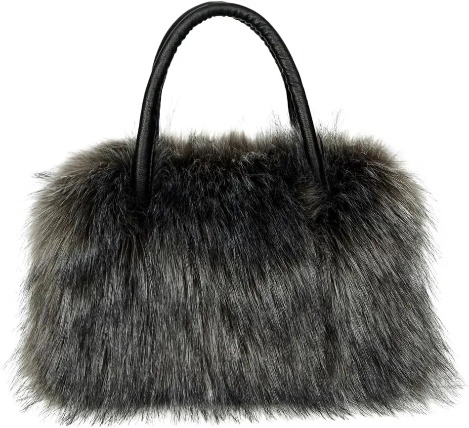 Furry Tote Bag for Women Fuzzy Faux Fur Large Tote Handbag Cute Soft Fluffy Purse Ladies Satchel
