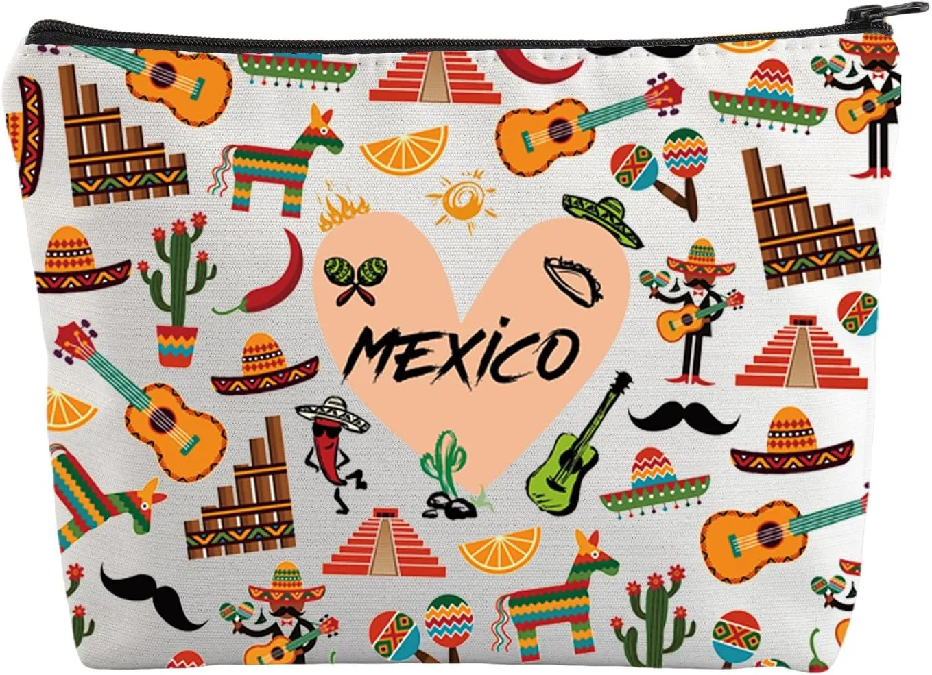 FUSTMW Mexico Trip Gifts Makeup Bag Mexico Souvenir Gifts Mexican Gifts Party Gift from Mexico Cosmetic Travel Toiletry Bag (Mexico bag)