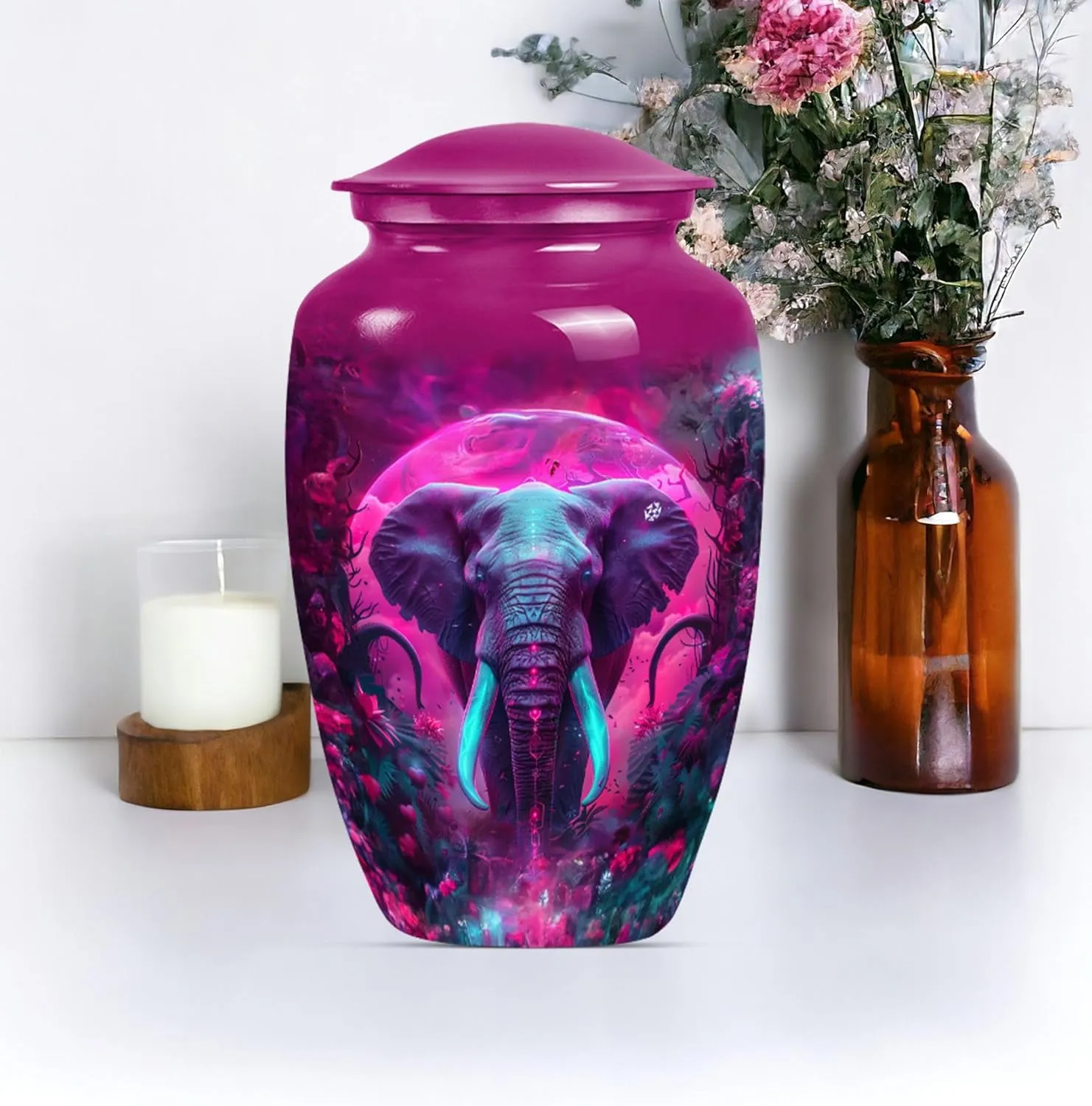 Galactic Elephants - Ashes Urn Adult - Ashes Urn - Combo of 1 Large Urn with Velvet Bag and 4 Small - Urn Adult Human Ashes - Cremation Urn for Ashes - Keepsake Urn - Burial Urns for Ashes