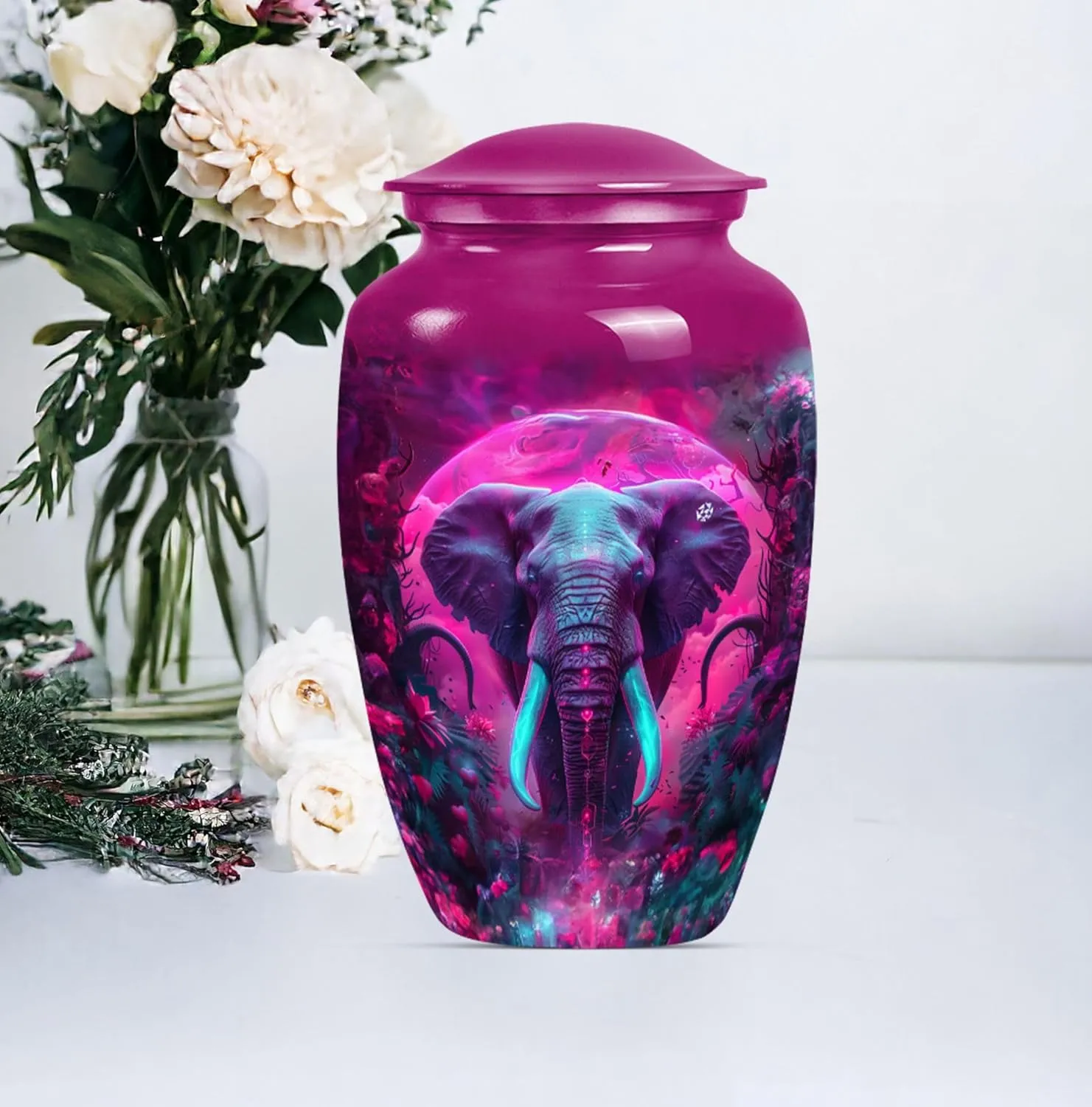 Galactic Elephants - Ashes Urn Adult - Ashes Urn - Combo of 1 Large Urn with Velvet Bag and 4 Small - Urn Adult Human Ashes - Cremation Urn for Ashes - Keepsake Urn - Burial Urns for Ashes