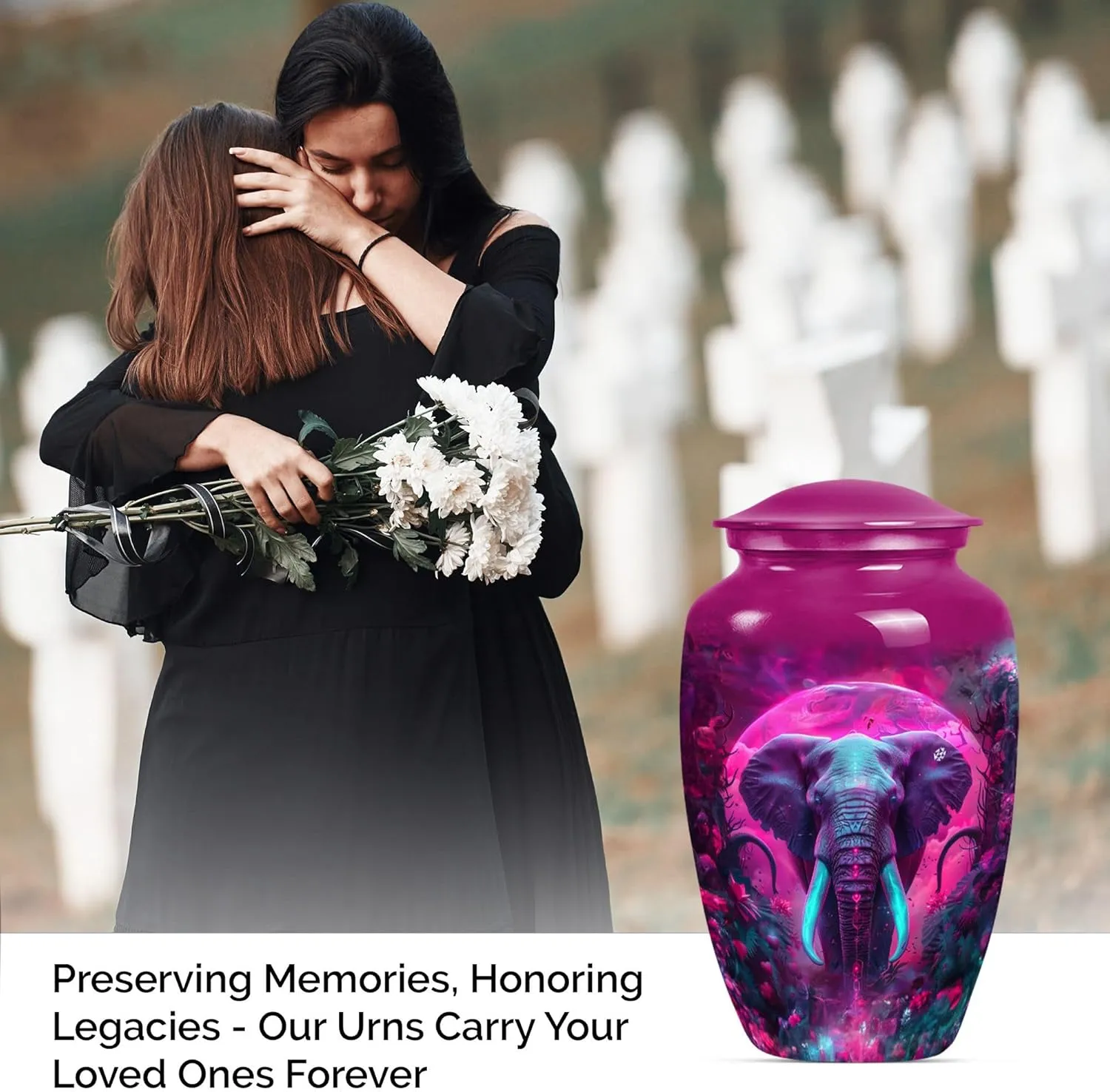 Galactic Elephants - Ashes Urn Adult - Ashes Urn - Combo of 1 Large Urn with Velvet Bag and 4 Small - Urn Adult Human Ashes - Cremation Urn for Ashes - Keepsake Urn - Burial Urns for Ashes