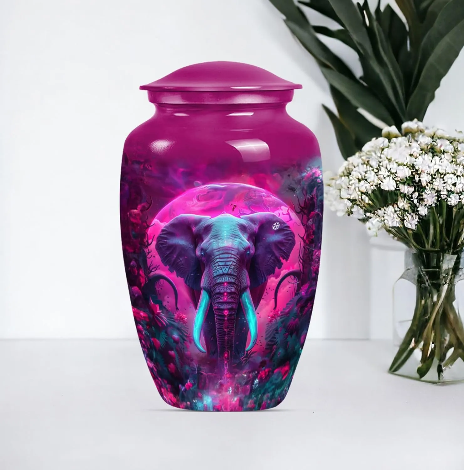 Galactic Elephants - Ashes Urn Adult - Ashes Urn - Combo of 1 Large Urn with Velvet Bag and 4 Small - Urn Adult Human Ashes - Cremation Urn for Ashes - Keepsake Urn - Burial Urns for Ashes