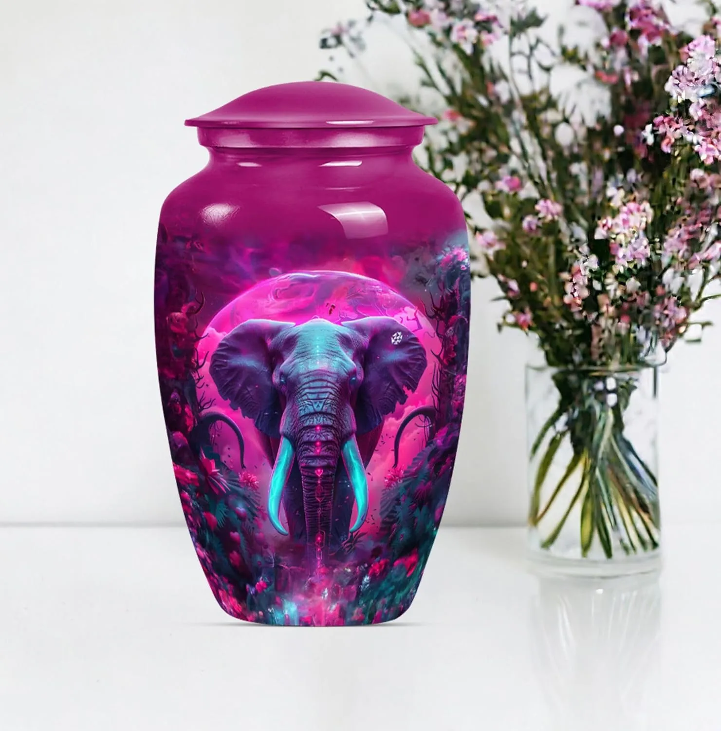 Galactic Elephants - Ashes Urn Adult - Ashes Urn - Combo of 1 Large Urn with Velvet Bag and 4 Small - Urn Adult Human Ashes - Cremation Urn for Ashes - Keepsake Urn - Burial Urns for Ashes