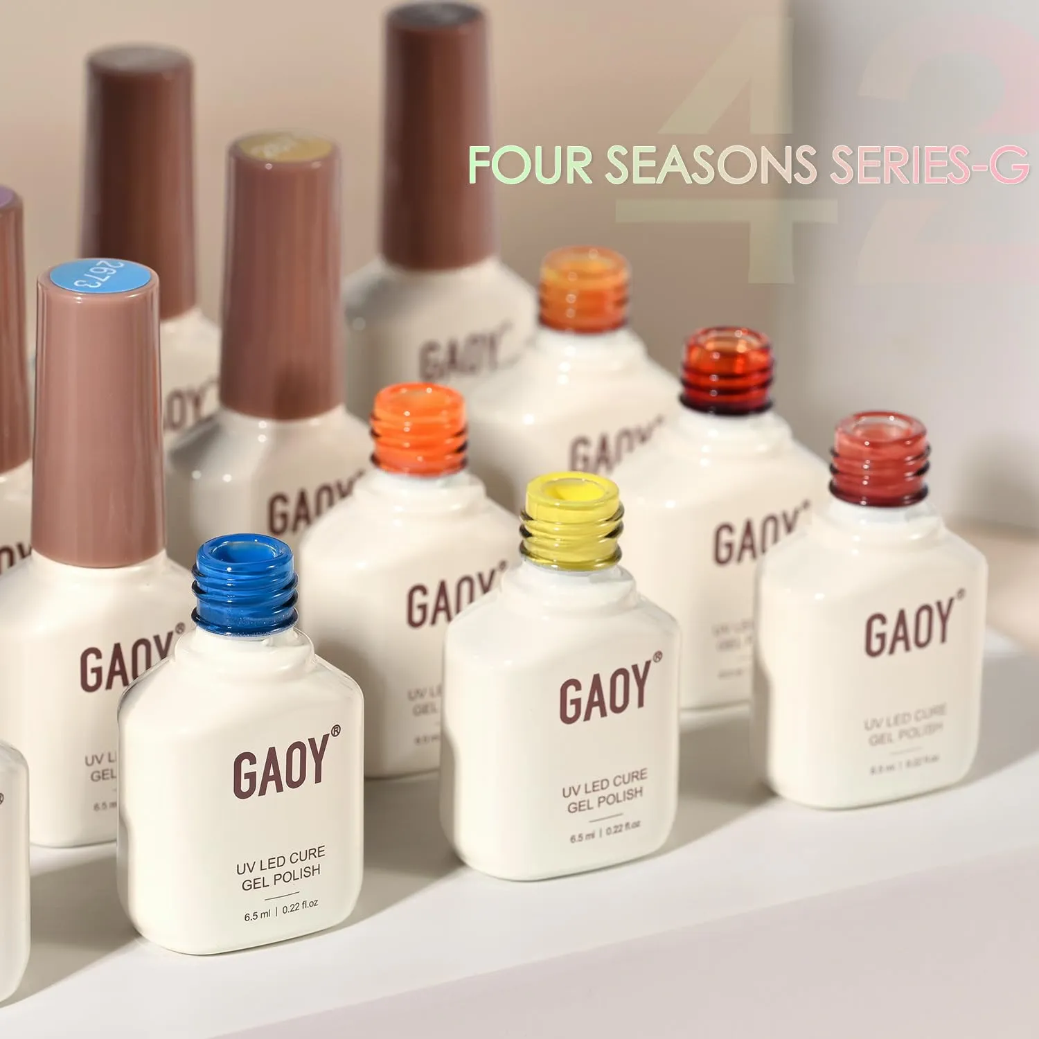GAOY 42 Pcs Gel Nail Polish Kit, Nude Green Pink Blue Jelly Red Glitter Colors All Seasons Gel Nail Polish Set with Glossy & Matte Top Coat and Base Coat for Salon and DIY Manicure at Home