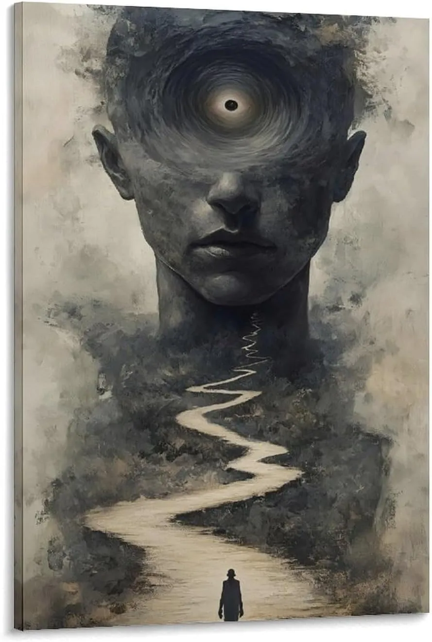 GAUSKY Single Hanging Picture Modern Abstract Wall Art Decoration Abstract Figure Starry Sky Canvas Poster - Surreal Mind Portal Journey Print Bedroom Study Hallway Frame-style 08x12inch(20x30cm)