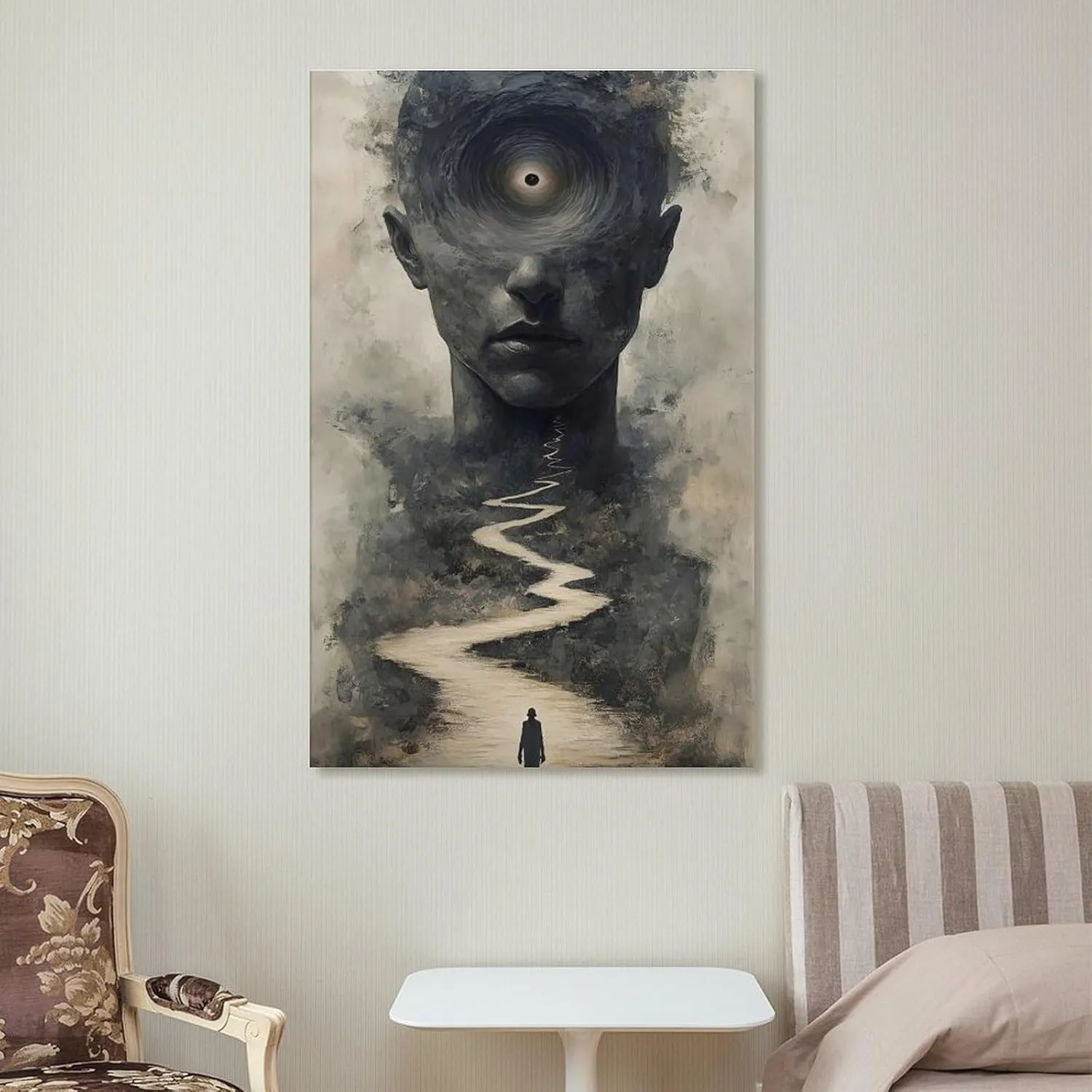 GAUSKY Single Hanging Picture Modern Abstract Wall Art Decoration Abstract Figure Starry Sky Canvas Poster - Surreal Mind Portal Journey Print Bedroom Study Hallway Frame-style 08x12inch(20x30cm)