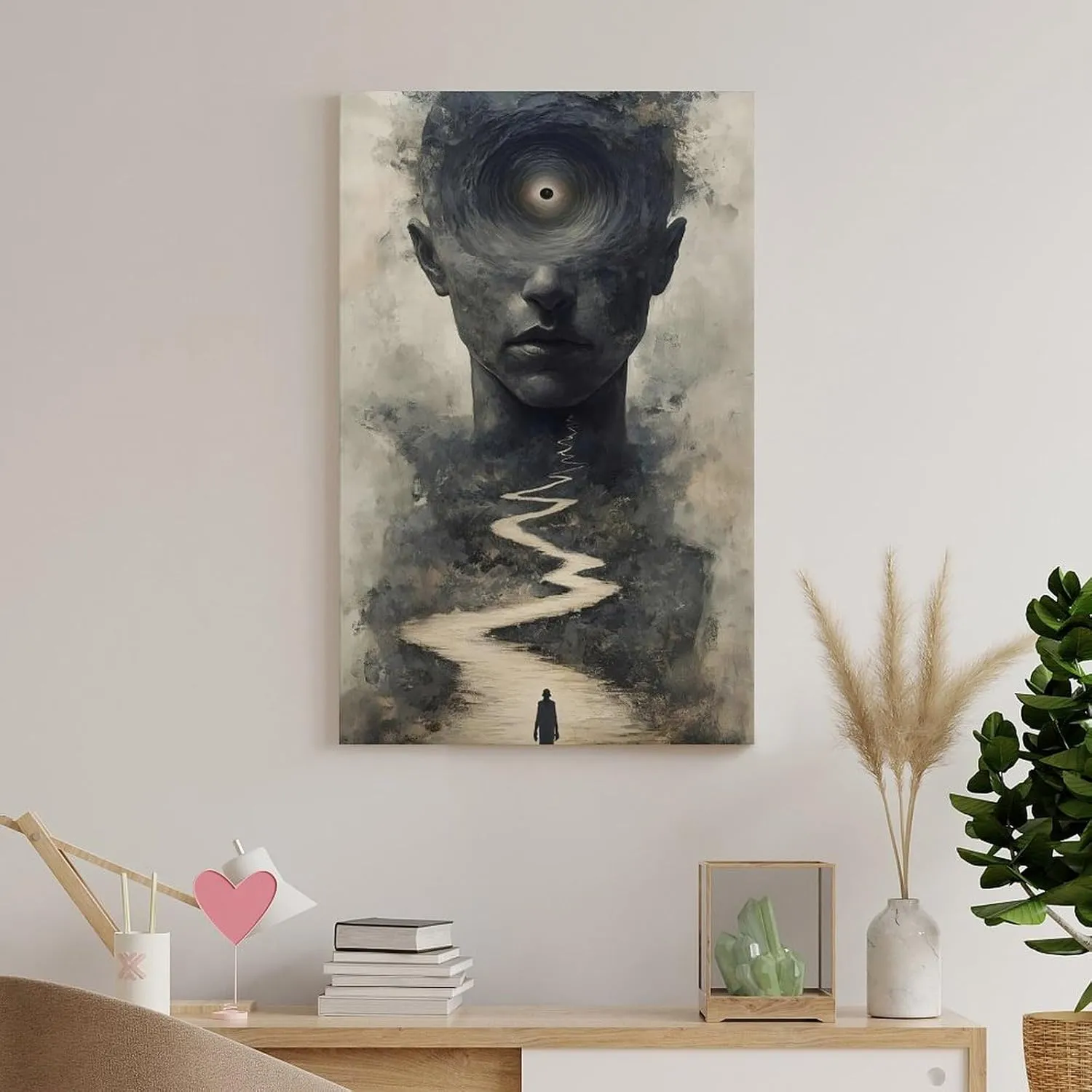 GAUSKY Single Hanging Picture Modern Abstract Wall Art Decoration Abstract Figure Starry Sky Canvas Poster - Surreal Mind Portal Journey Print Bedroom Study Hallway Frame-style 08x12inch(20x30cm)