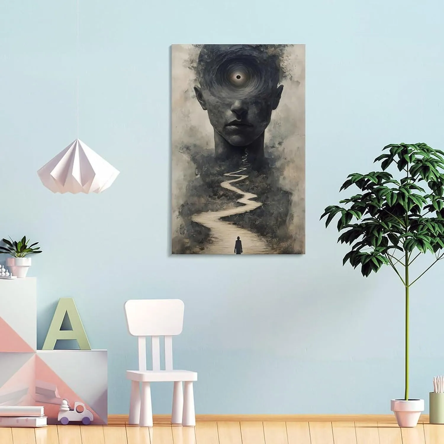 GAUSKY Single Hanging Picture Modern Abstract Wall Art Decoration Abstract Figure Starry Sky Canvas Poster - Surreal Mind Portal Journey Print Bedroom Study Hallway Frame-style 08x12inch(20x30cm)