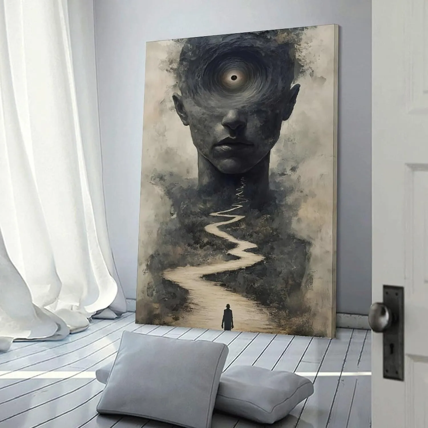 GAUSKY Single Hanging Picture Modern Abstract Wall Art Decoration Abstract Figure Starry Sky Canvas Poster - Surreal Mind Portal Journey Print Bedroom Study Hallway Frame-style 08x12inch(20x30cm)