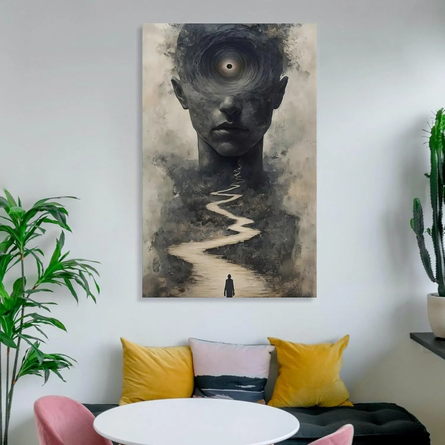 GAUSKY Single Hanging Picture Modern Abstract Wall Art Decoration Abstract Figure Starry Sky Canvas Poster - Surreal Mind Portal Journey Print Bedroom Study Hallway Frame-style 08x12inch(20x30cm)