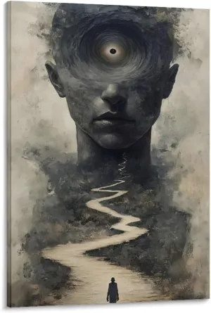 GAUSKY Single Hanging Picture Modern Abstract Wall Art Decoration Abstract Figure Starry Sky Canvas Poster - Surreal Mind Portal Journey Print Bedroom Study Hallway Frame-style 08x12inch(20x30cm)
