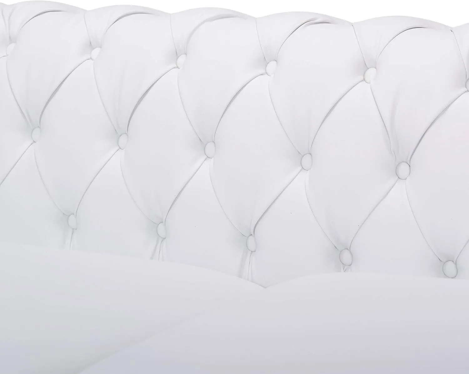 GDF Studio Tufted Chesterfield Faux Leather 3 Seater Sofa, White and Dark Brown