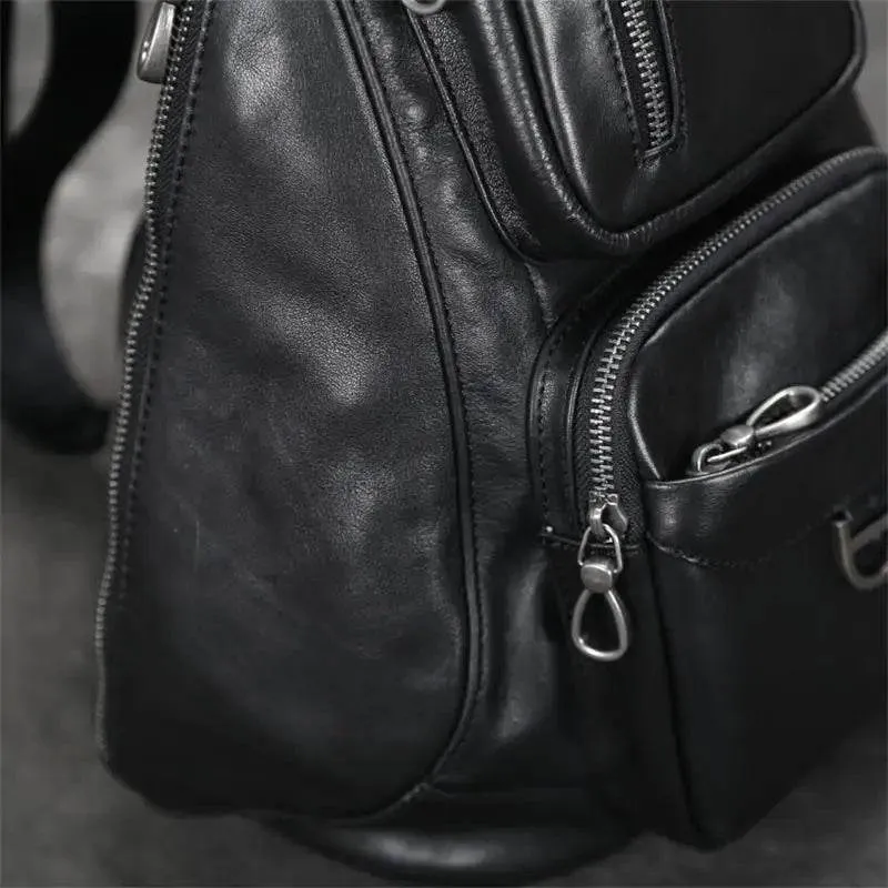Genuine Leather Men Chest Bag Single Shoulder Sports Riding Bag