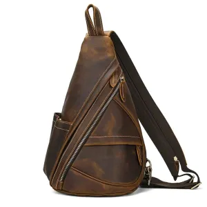 Genuine Leather Men Chest Bag Single Shoulder Sports Riding Bag