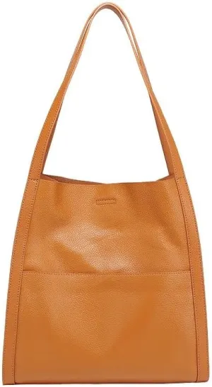 Genuine Leather Totebag Shoulder Bag Large Capacity Shopper Luxury Women's Cow Skin Handbag (brown)