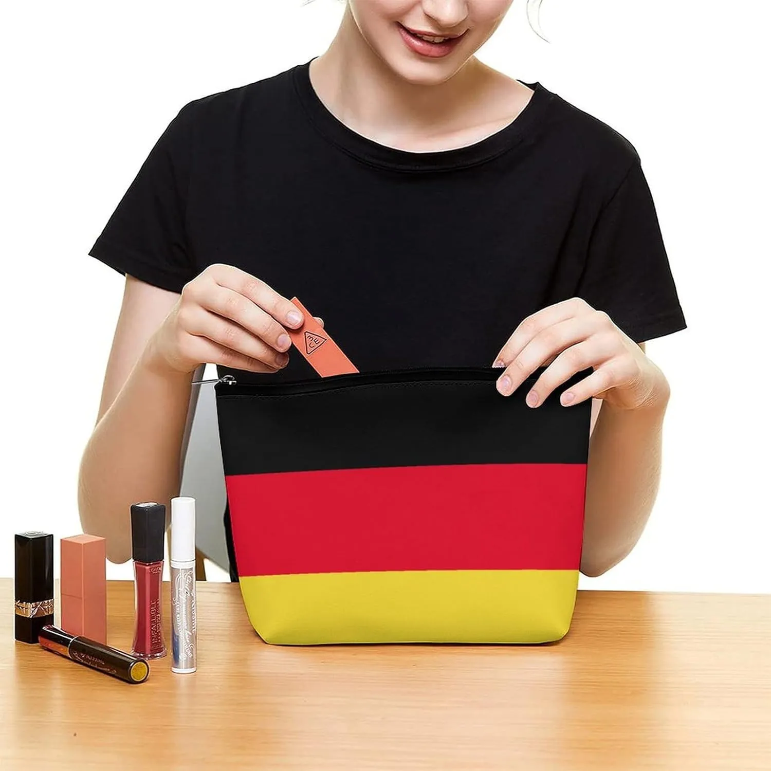 Germany Flag Travel Cosmetic Bag for Women Lightweight Makeup Organizer Pouch for Purse