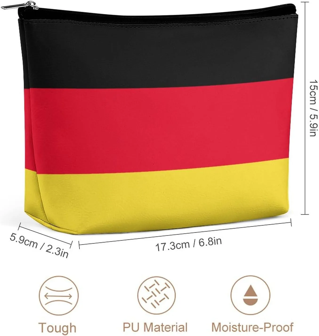 Germany Flag Travel Cosmetic Bag for Women Lightweight Makeup Organizer Pouch for Purse