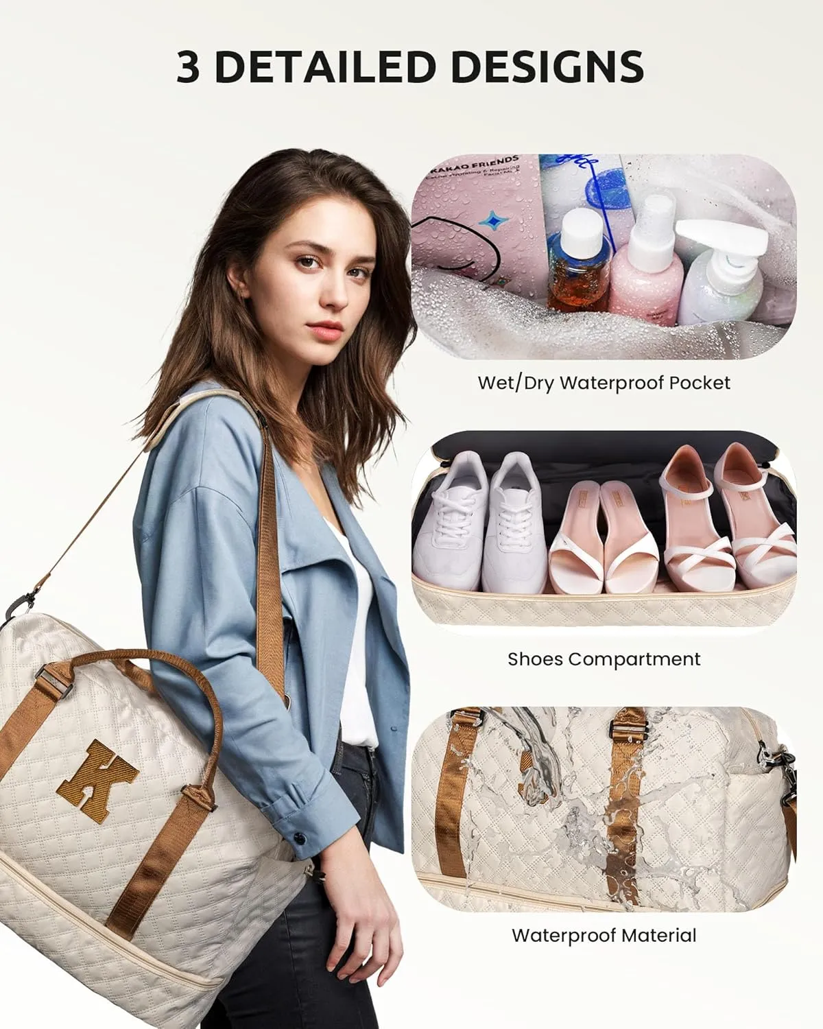 Gifts for Teenage Girls - Personalized Letter Duffle Bag with Shoe Compartment, Kids Overnight Bag, Women's Travel Bag, Gift for Women Friend (Letter A)