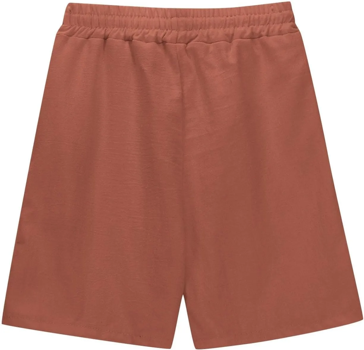 Girls Linen 𝐁ermuda Shorts with Pockets Solid Color Straight Leg Short Pants Fashion Elastic Waist Baggy Shorts