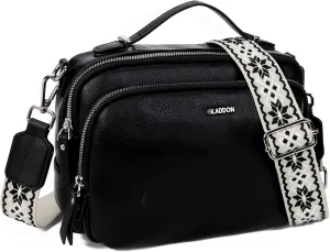GLITZALL Multi Pockets Crossbody Bags for Women Small Top Handle Purse Satchel and Medium Pocketbooks with Soft Vegan Leather