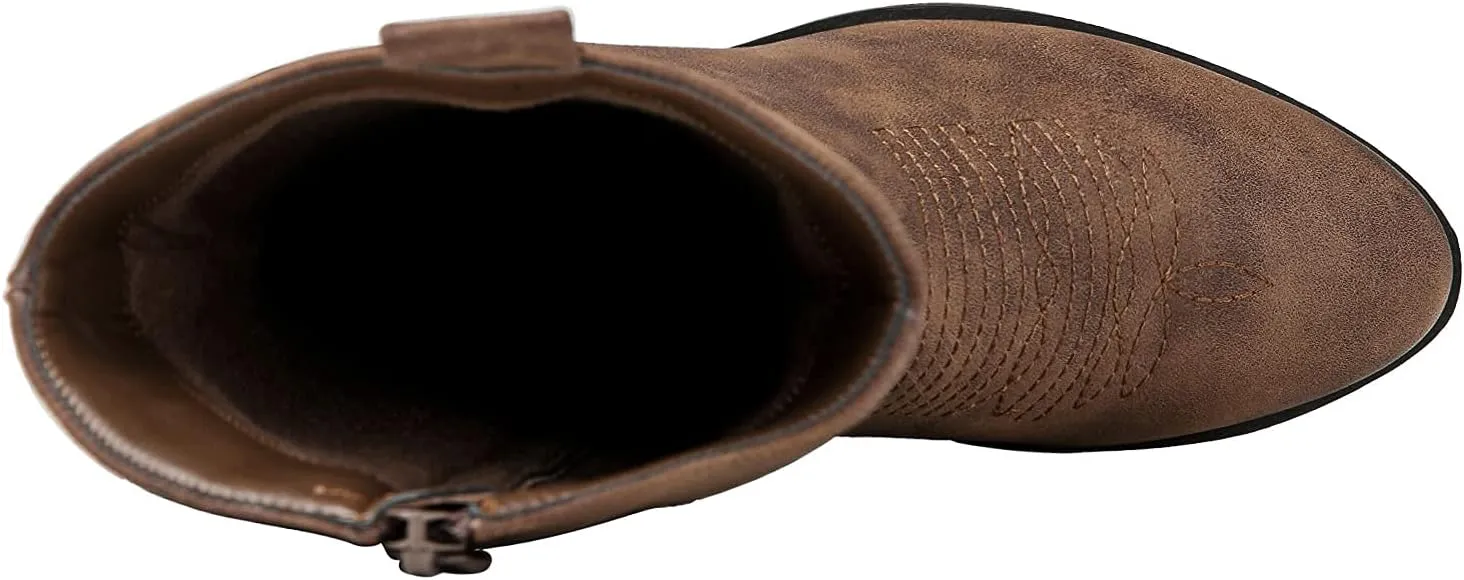 GLOBALWIN Women's Mid Calf The Western Cowgirl Boots Fashion Cowboy Boots For Women Chunky Low Heel