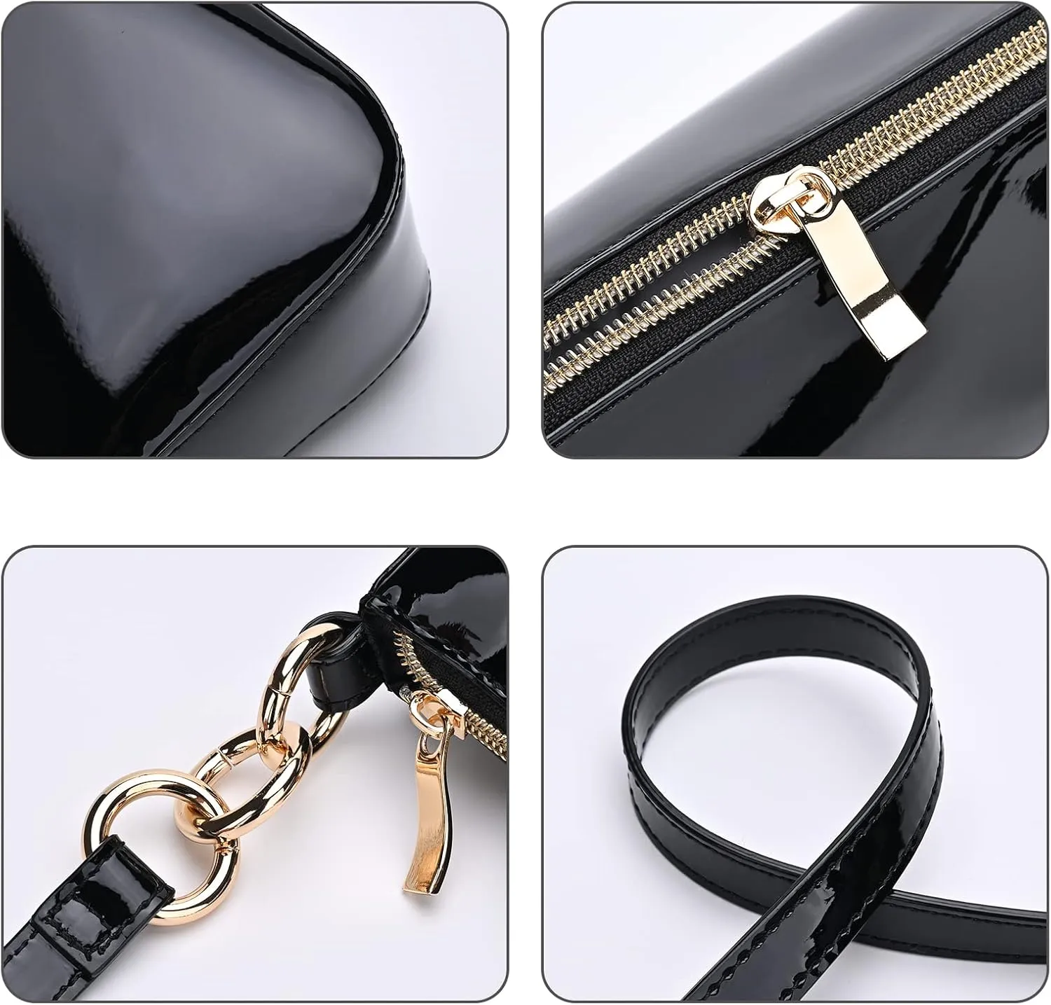 Glossy Faux Patent Leather Shoulder Bag for Women, Shiny Casual Clutch Purse, Mini Trendy Y2K Handbag