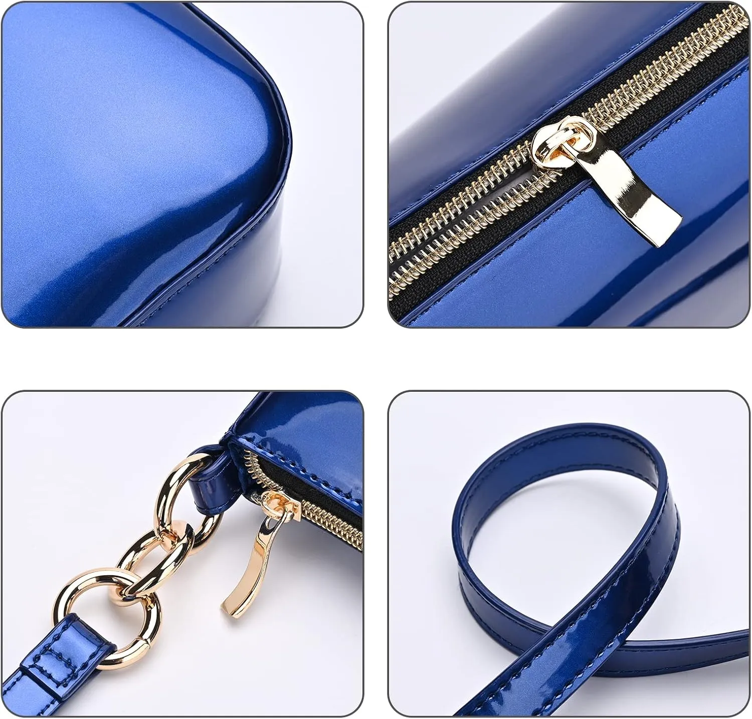 Glossy Faux Patent Leather Shoulder Bag for Women, Shiny Casual Clutch Purse, Mini Trendy Y2K Handbag