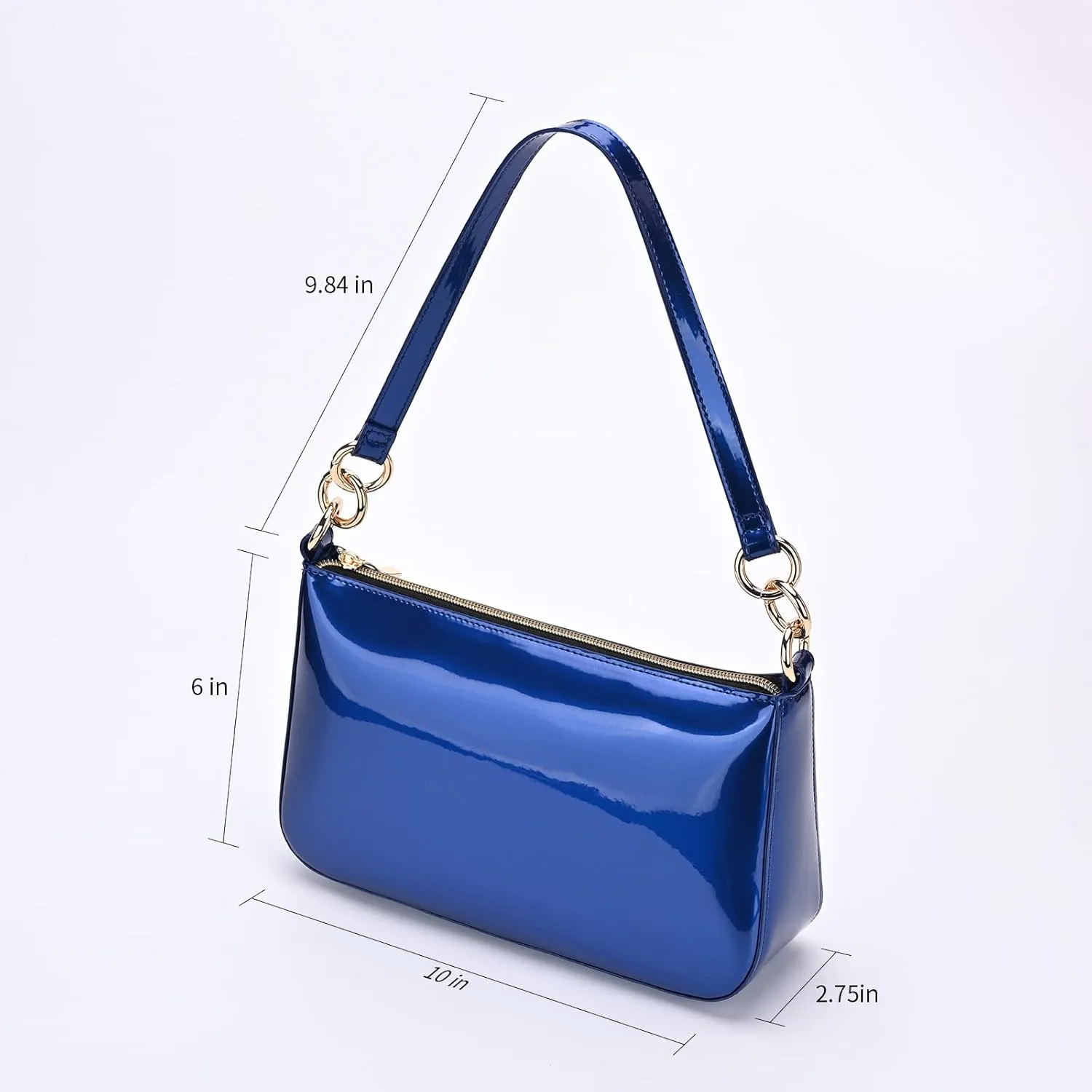 Glossy Faux Patent Leather Shoulder Bag for Women, Shiny Casual Clutch Purse, Mini Trendy Y2K Handbag