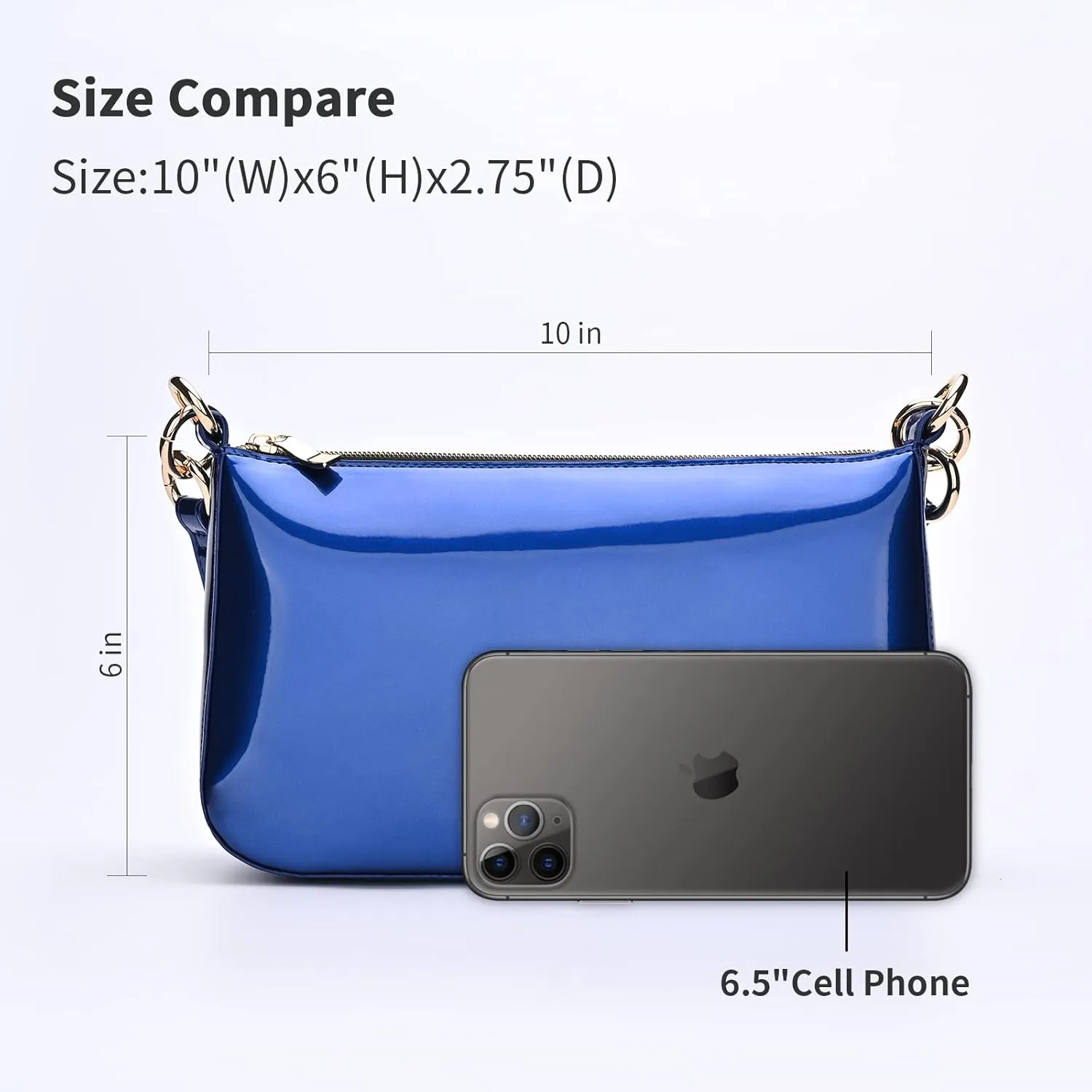 Glossy Faux Patent Leather Shoulder Bag for Women, Shiny Casual Clutch Purse, Mini Trendy Y2K Handbag