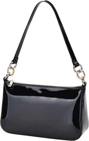 Glossy Faux Patent Leather Shoulder Bag for Women, Shiny Casual Clutch Purse, Mini Trendy Y2K Handbag