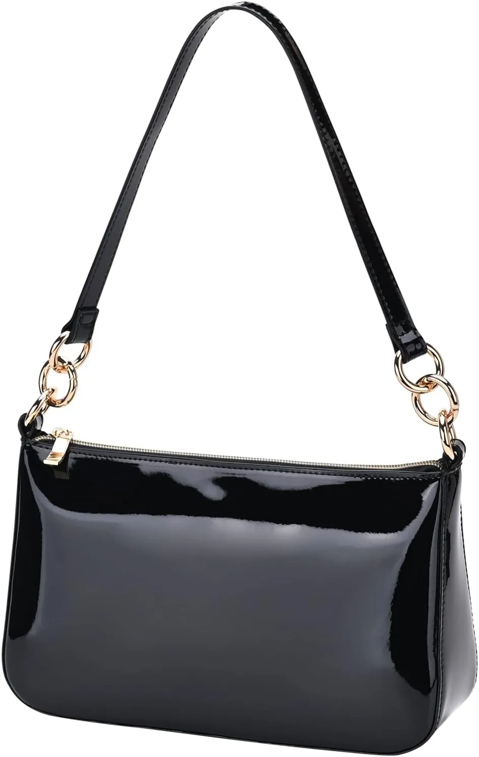 Glossy Faux Patent Leather Shoulder Bag for Women, Shiny Casual Clutch Purse, Mini Trendy Y2K Handbag