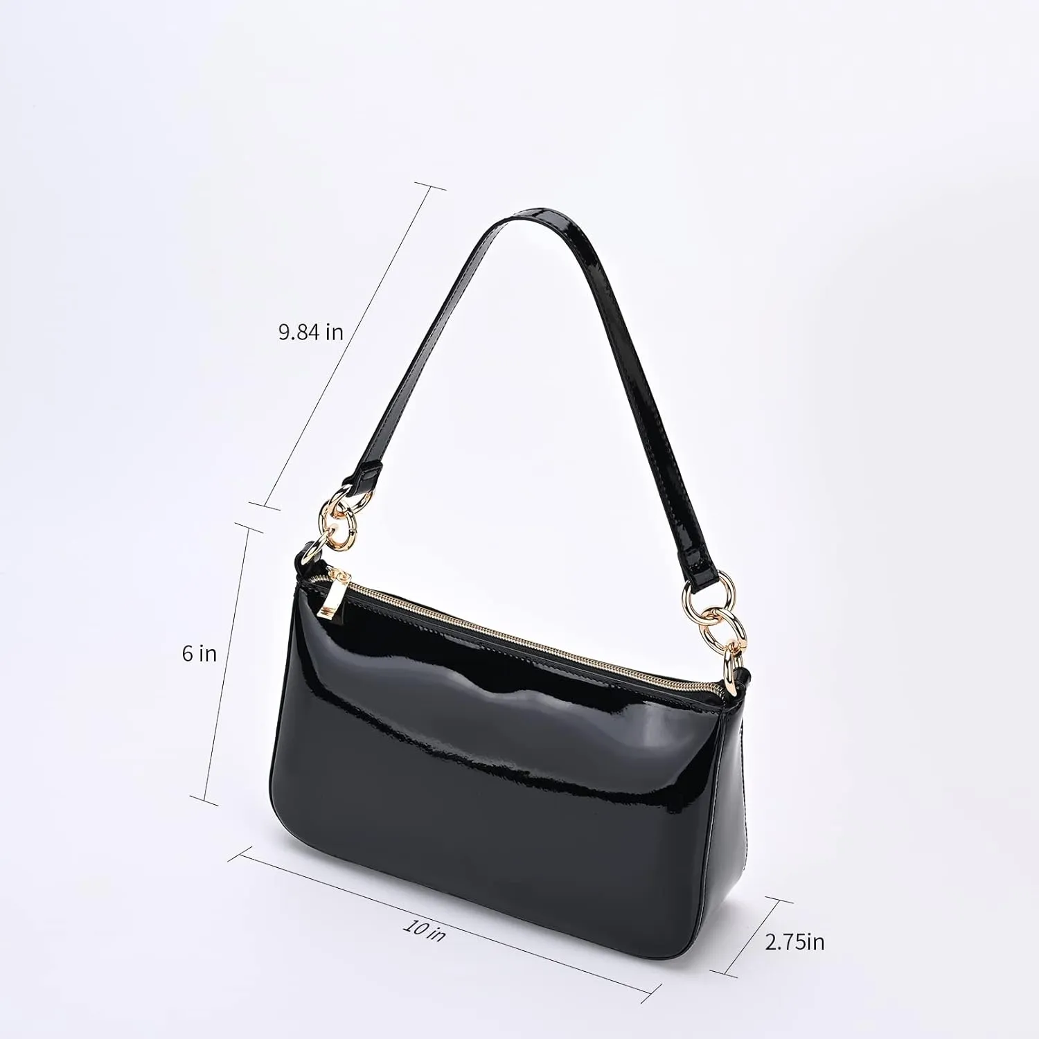 Glossy Faux Patent Leather Shoulder Bag for Women, Shiny Casual Clutch Purse, Mini Trendy Y2K Handbag
