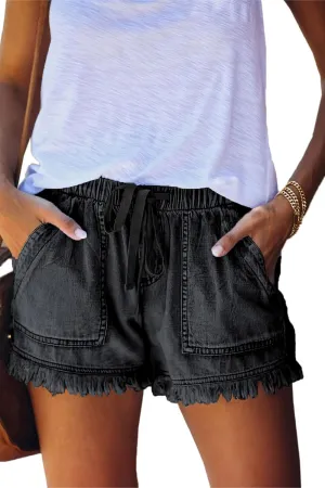 GOLDPKF Womens Jean Shorts for Denim Casual Summer Mid Waist Frayed Stretchy Ripped