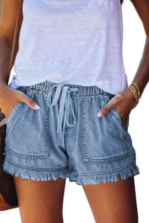 GOLDPKF Womens Jean Shorts for Denim Casual Summer Mid Waist Frayed Stretchy Ripped