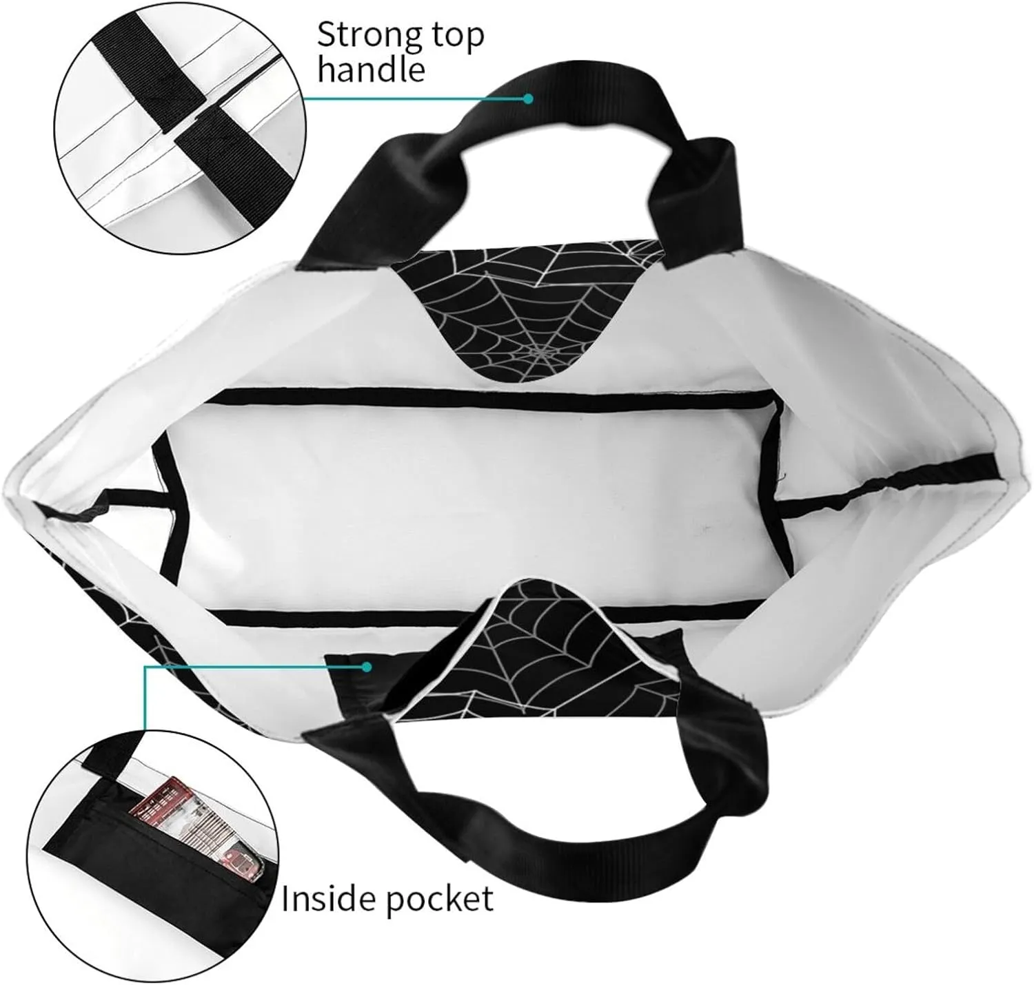 Gothic Goth Bat Tote Bag Reusable Shopping Bag Grocery Bags Fashion Shoulder Bag for Women Men