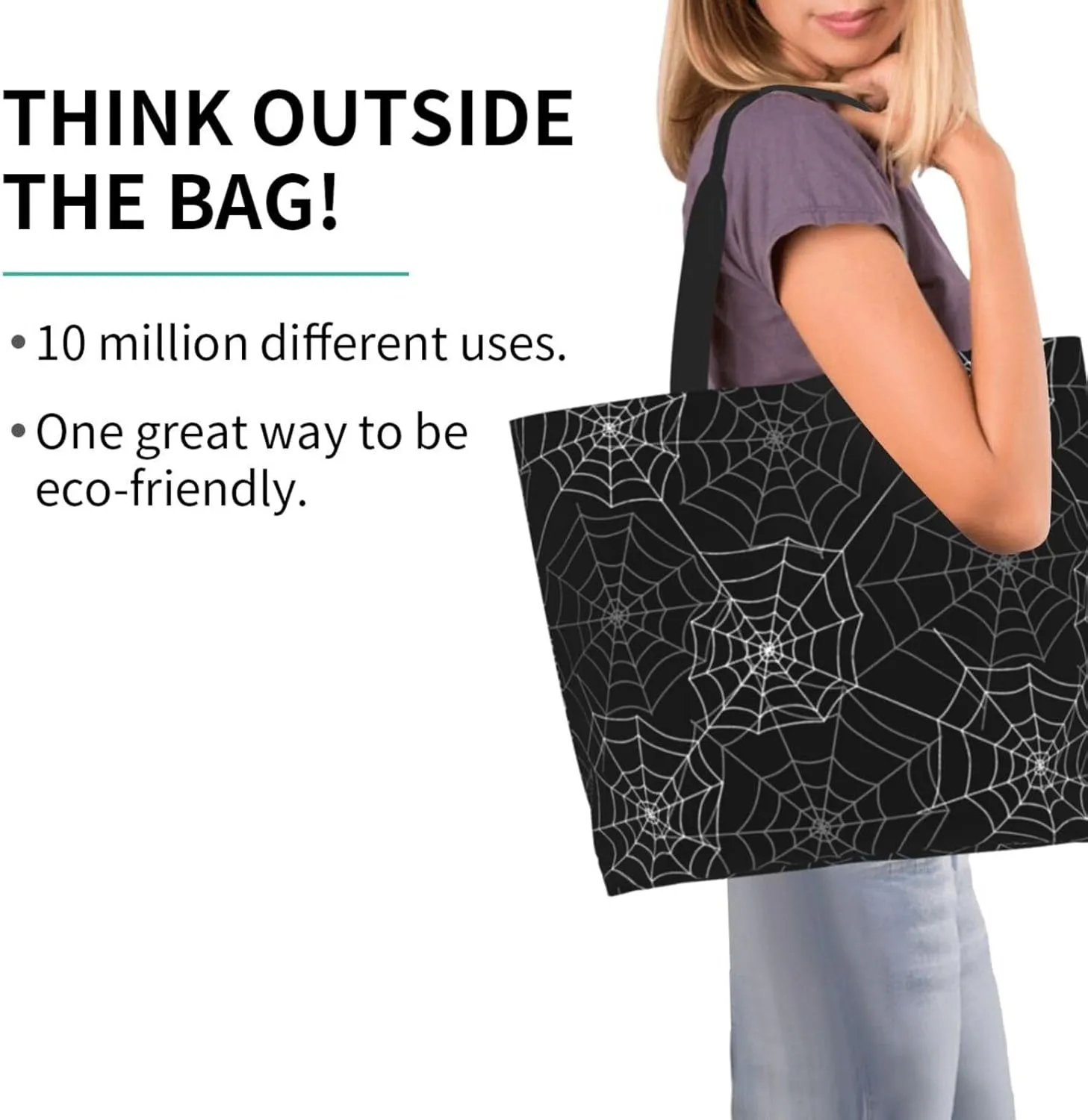 Gothic Goth Bat Tote Bag Reusable Shopping Bag Grocery Bags Fashion Shoulder Bag for Women Men
