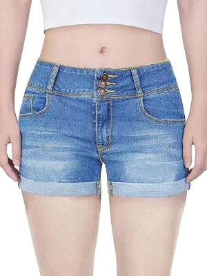 Govc Women Casual Summer Mid Waist Stretchy Denim Jean Shorts Junior Short Jeans